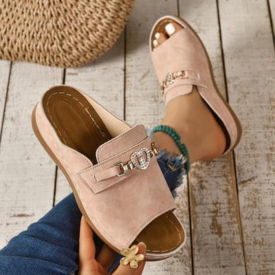 Большие рыбьи пасти с металлическими аксессуарами, туфли Rocking Line, летние новые пляжные босоножки с открытым носком 2025 года для женщин