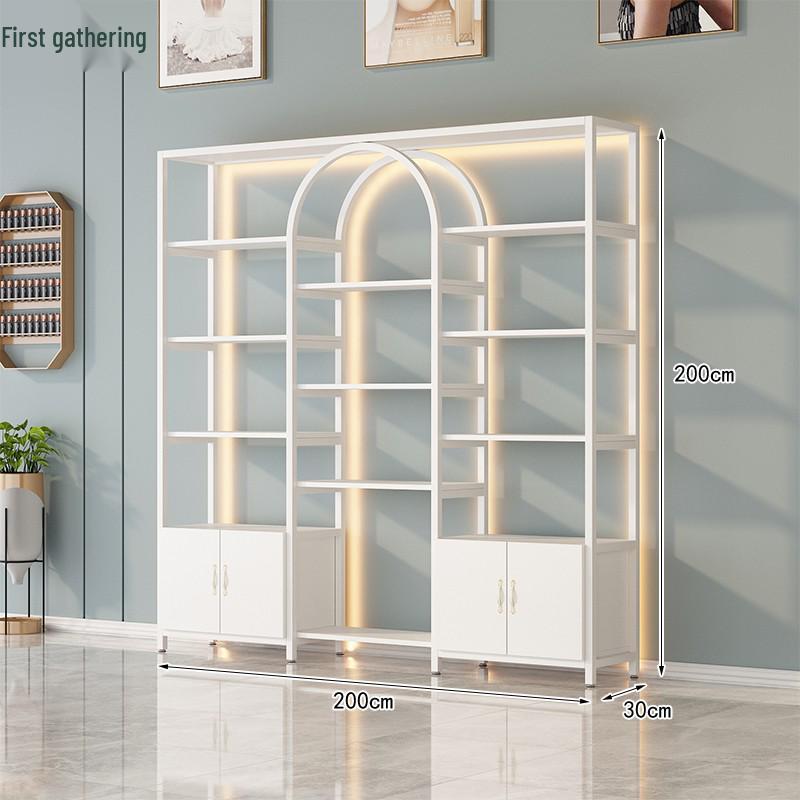 Multi-Function Light Luxury Nail Polish & Skincare Display Shelf for Beauty Salons