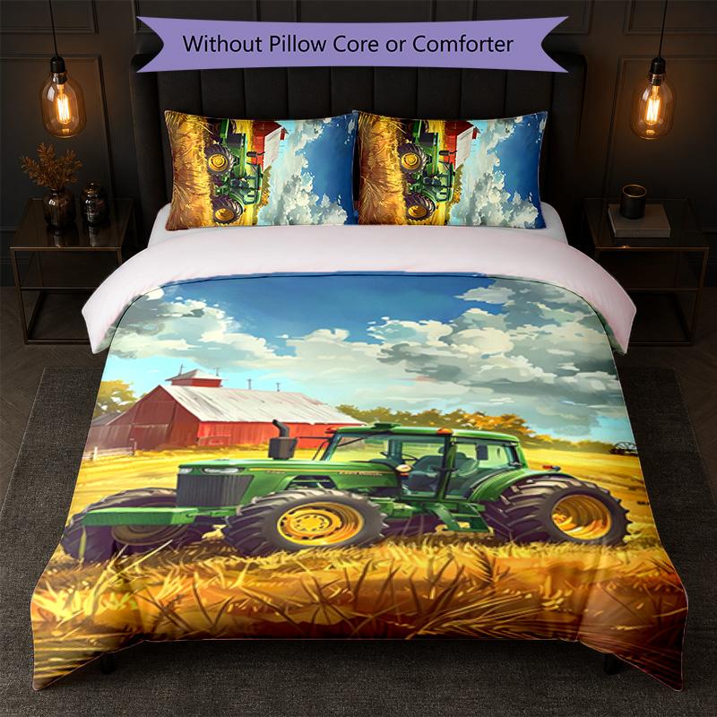 John Deere Print 3Pcs Duvet Cover Set 1 Duvet Cover and 2 Pillowcases Soft Bed Linen For Household Bedroom