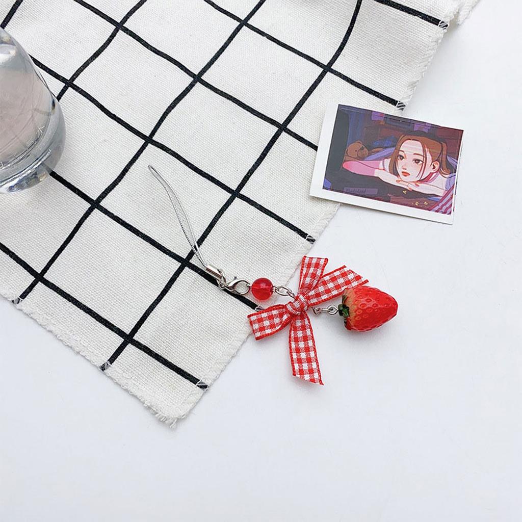 Милый шарм для телефона с бантиком, ручной работы, клубничный кулон для телефона, томатная бижутерия для телефона, материал смола, для женщин, девушек, подростков