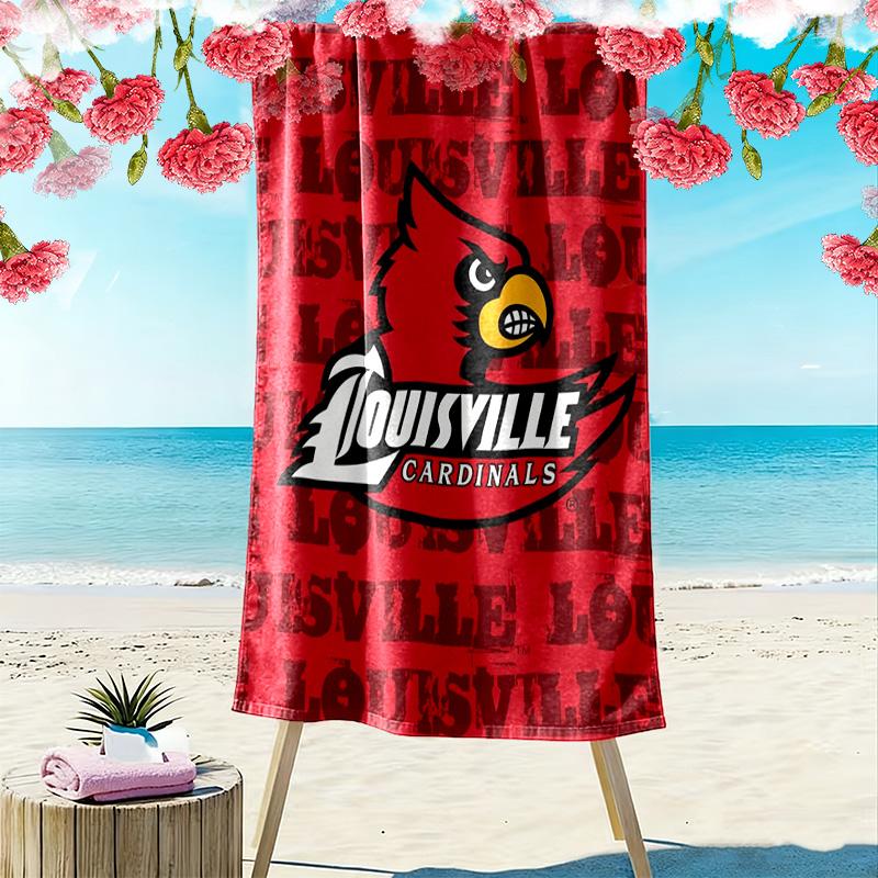 Louisville Cardinals Logo Print Beach Towel, Large Soft Quick Dry Towel for Beach Camping Swimming