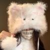 Soft Faux Rabbit Fur Scarf Cartoon Cat Neck Collar Cute Cartoon Hat Scarf  Winter