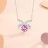 Bow Necklace Women's Light Luxury Niche Design Butterfly Dream Collarbone Chain Pink Zircon Princess Knot Neck Chain