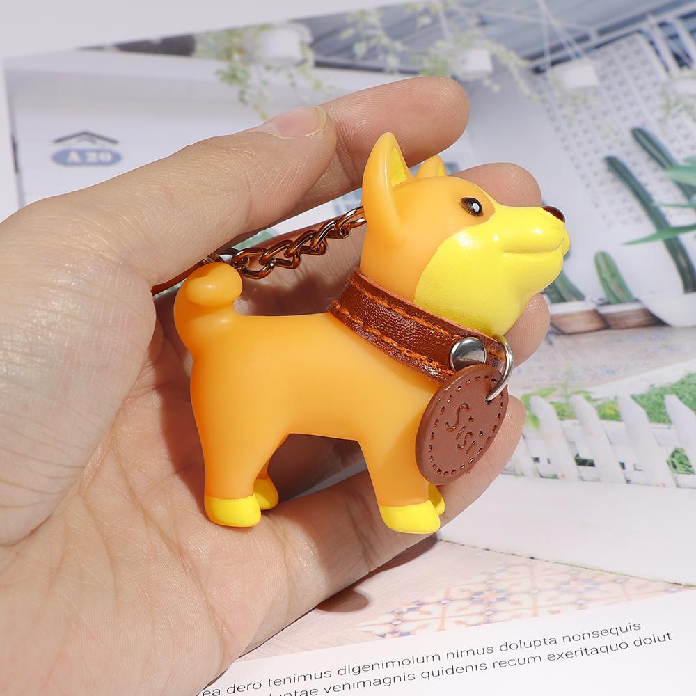 Animal Bull Holder Excellent Terrier PVC Hand-painted Dog Keychain for Car Accessories Key Ring
