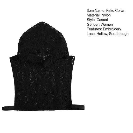 Женский фальшивый воротник с капюшоном, без рукавов, прозрачный, вышивка, кружево, цветок, фальшивая толстовка с капюшоном, аксессуар для толстовки