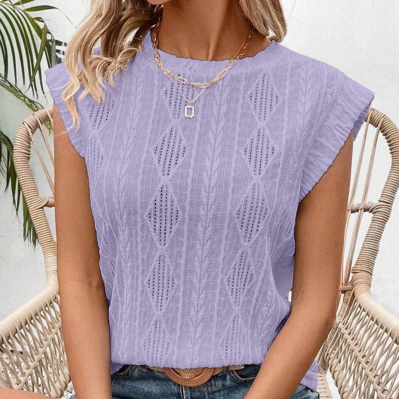 Летняя новая жаккардовая футболка с круглым вырезом и коротким рукавом, свободная футболка для женщин, модная облегающая повседневная футболка для женщин, элегантные винтажные однотонные футболки 26623
