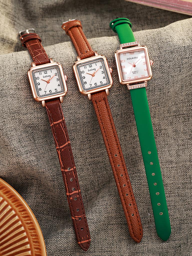 Простые арабские квадратные часы с маленьким циферблатом, кварцевые, с ремешком