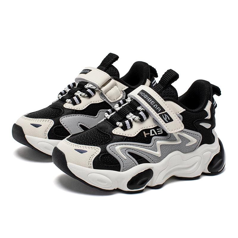 Kids Sneakers Boys Girls Chunky Shoes Synthetic Leather Hook Loop Casual Sports Shoes Lightweight Comfortable School Walking Shoes Spring Autumn