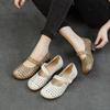 Mom Sandals Women's New Retro Hollow Breathable Hole Shoes Comfortable Soft Sole Thick Heel Mary Jane Single Shoes