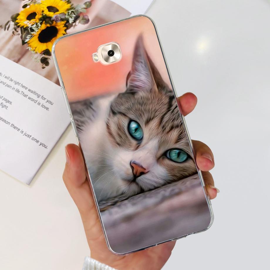 Soft TPU Slim Capa For ASUS ZENFONE ZOOM S ZE553KL Case ASUS ZENFONE 4 SELFIE ZD553KL Back Cover Transparent Cow Print Lion Etui