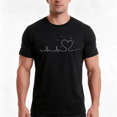 Heartbeat Ecg L Love You Valentines Day Tshirt Summer Casual Cotton Tee Oversized Streetwear Tops Vintage Graphic Print