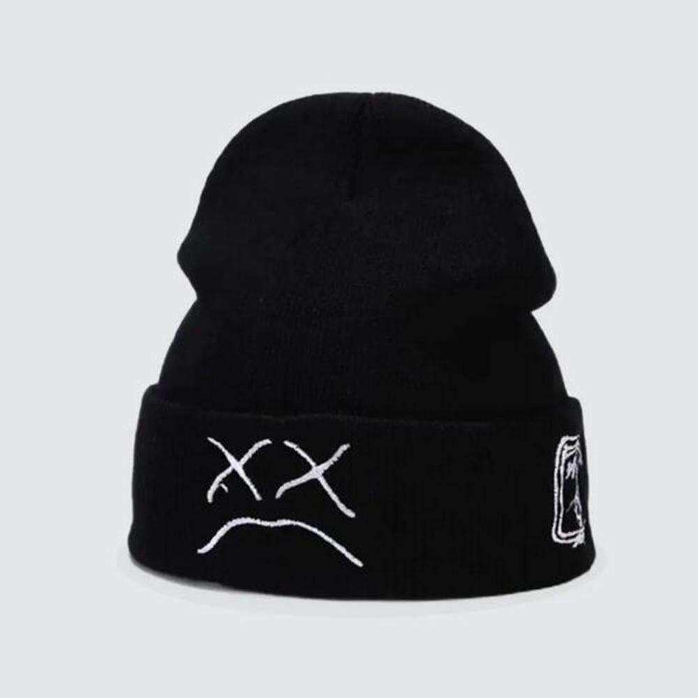 Модные зимние теплые шапки с грустным плачущим лицом, спортивная шапка-бини