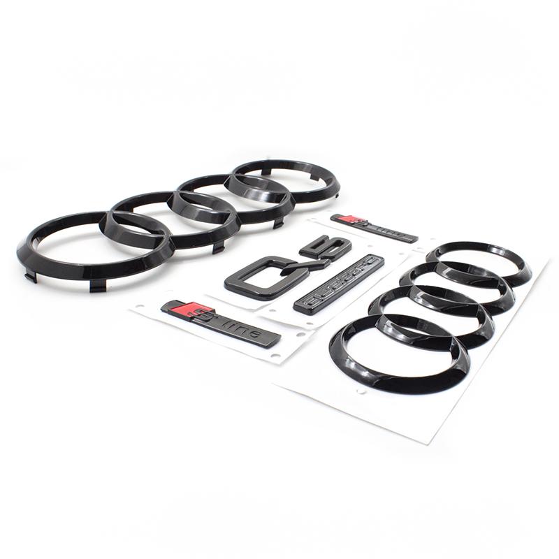 4 Ring Audi Q5 Quarrto Sline Sticker Car Front Hood Grill Emblem Rear Trunk Badge Sticker Side Decoration Accessory Q5 2014-2019