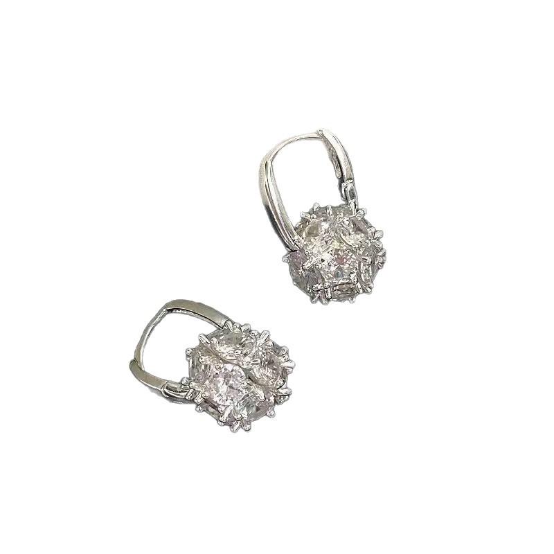 Full Diamond Ball Earrings, Shiny Zircon Ball Earrings, Women's Exquisite Versatile Flash Diamond Earrings.
