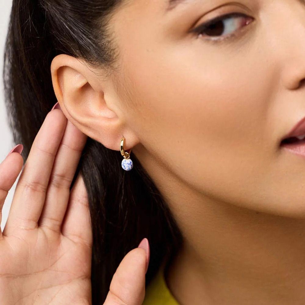 Новые серьги в китайском стиле из сине-белого фарфора, ювелирные аксессуары, серьги-кольца, для девочек