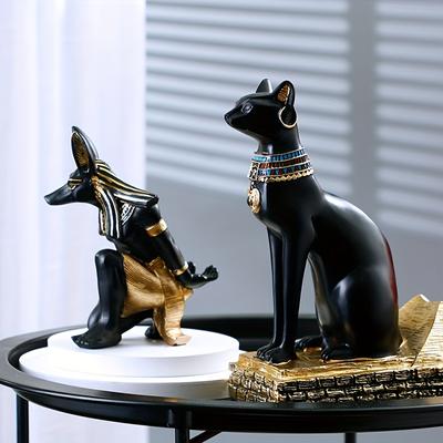 Статуэтки египетского бога Анубиса из смолы, собаки, кошки, винная стойка, держатель для бутылок, статуэтка для хранения, предметы декора для дома, гостиной и рабочего стола