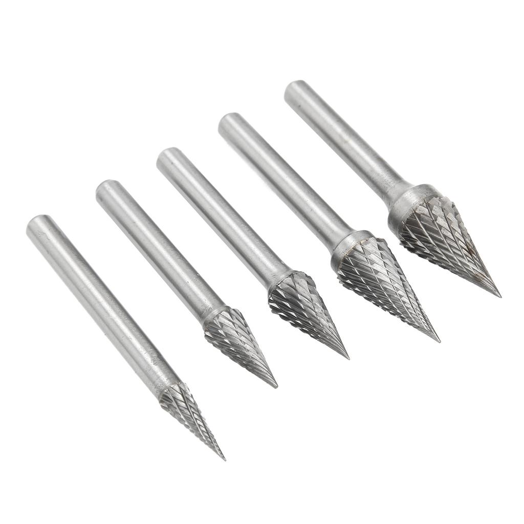 5 Pcs Carbide Burr Double Cut   Files with 6mmCelsius0.24in Shank for Engraving Polishing Drilling