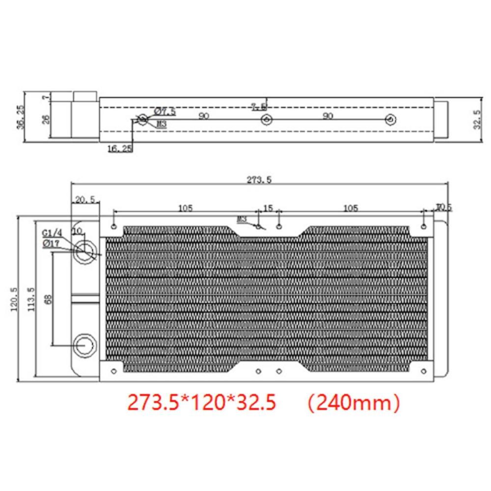 240mm /360mm Size Heat Sink G1/4 Thread Water Cooling Radiator Computer Cooler PC CPU Cooling