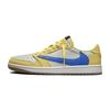 Jordan x Travis Scott Air Jordan 1 Blue Dragon Chasing Waves Slip Resistant Low top Vintage Basketball Shoes Women's DZ4137-700(Team2042-)