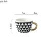Керамическая кружка для кофе с молоком, настольная, с геометрическим узором, чашки для чая и молока, 100 мл, креативная домашняя кухонная кофейная посуда, ручка, кружка для чая и кофе