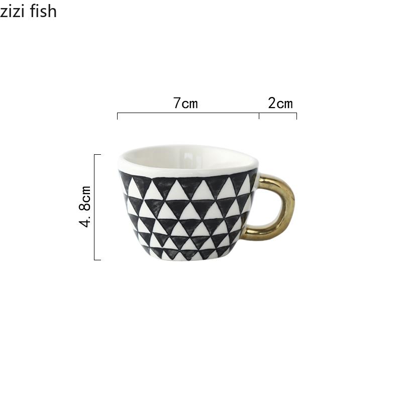 Керамическая кружка для кофе с молоком, настольная, с геометрическим узором, чашки для чая и молока, 100 мл, креативная домашняя кухонная кофейная посуда, ручка, кружка для чая и кофе