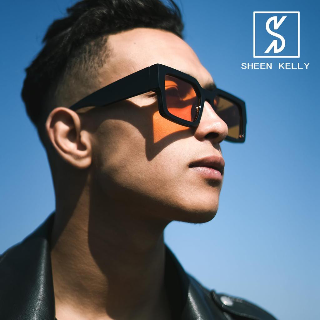 Ретро Толстые Прямоугольные Солнцезащитные Очки для Мужчин и Узкие Квадратные Стиль 90-х [SHEEN KELLY] Женские, Оправа,