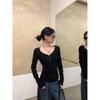 T Shirt For Women Oversize V Neck Long Sleeve With Embroidery For Casual And Yoga