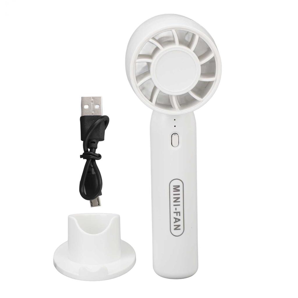 Portable Handheld Fan USB Rechargeable 3 Wind Speeds Safe Turbo Mini Fan for Outdoor Travel Camping White