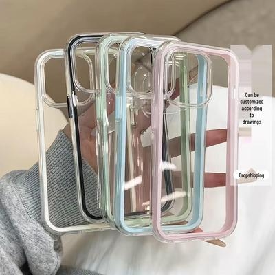 Прозрачный чехол-подушка безопасности двойного цвета для iPhone 17 Pro Max с цветной рамкой Защитная крышка для Apple 15