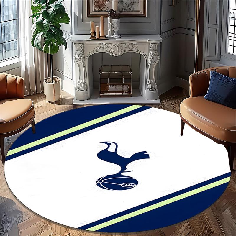 1pc T-Tottenham Hotspur Carpet, Round Rug, Comfortable, Suitable for Entryways, Living Rooms, Office, And Bedrooms, Christmas Decoration