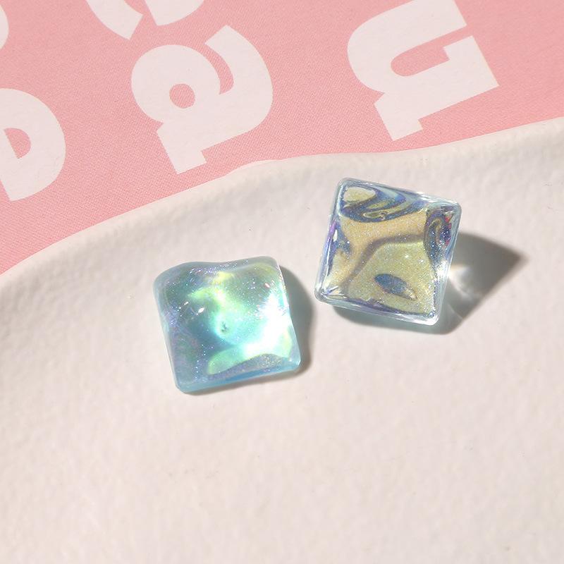 10pcs Starry Sky Water Ripple Glitter Powder Square Patch Diy Resin Earrings Hairpin Mobile Phone Case Material