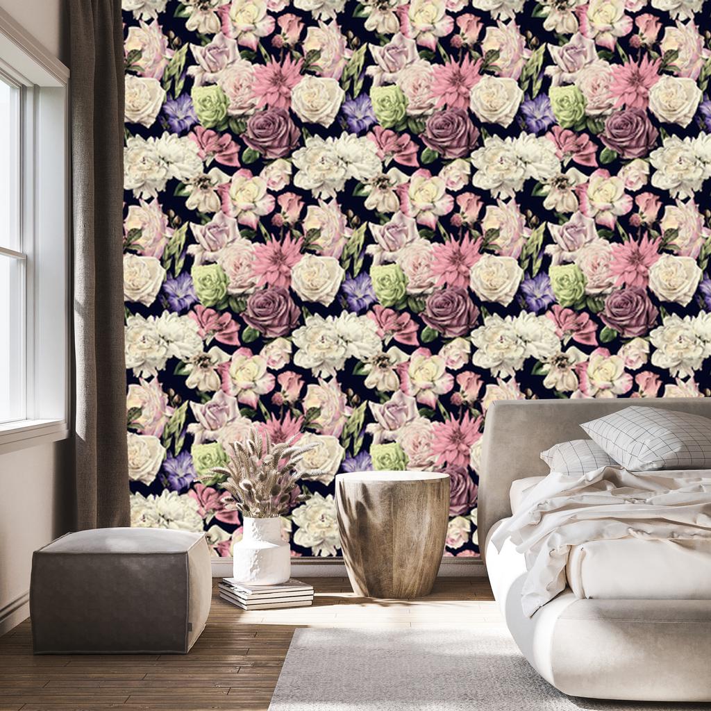 Roses and Tulips Wallpaper for Living Room and Bedroom 50x1000