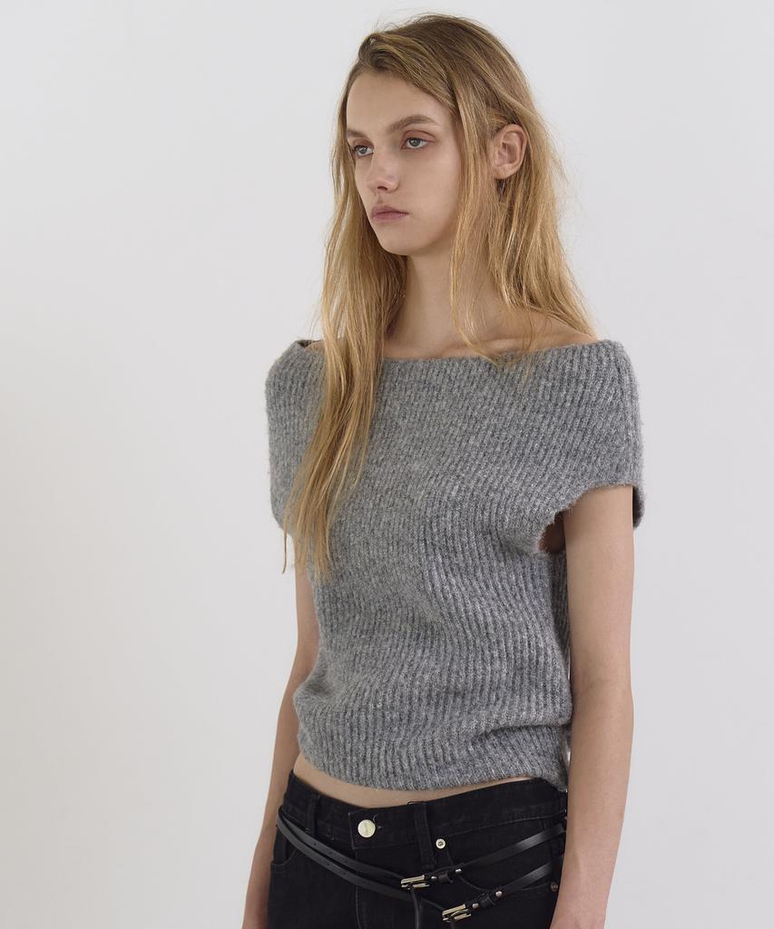 THE N:L Slip Off-Shoulder Knit - [Gray]