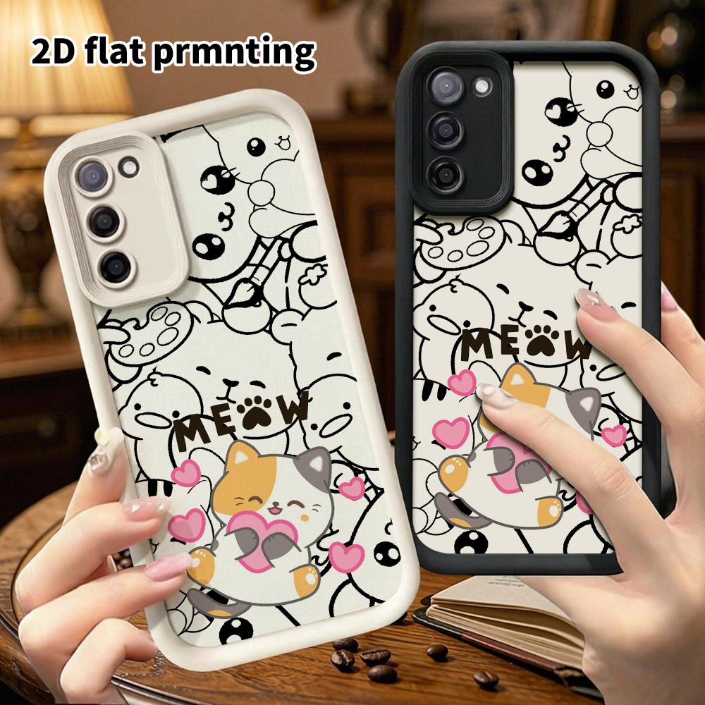 Phone Case: 2D flat, suitable for Samsung Galaxy A34 A35 M05 M06 S20 S22 S21 FE Plus 5G protective cases, featuring a cute heart-hugging three-flower