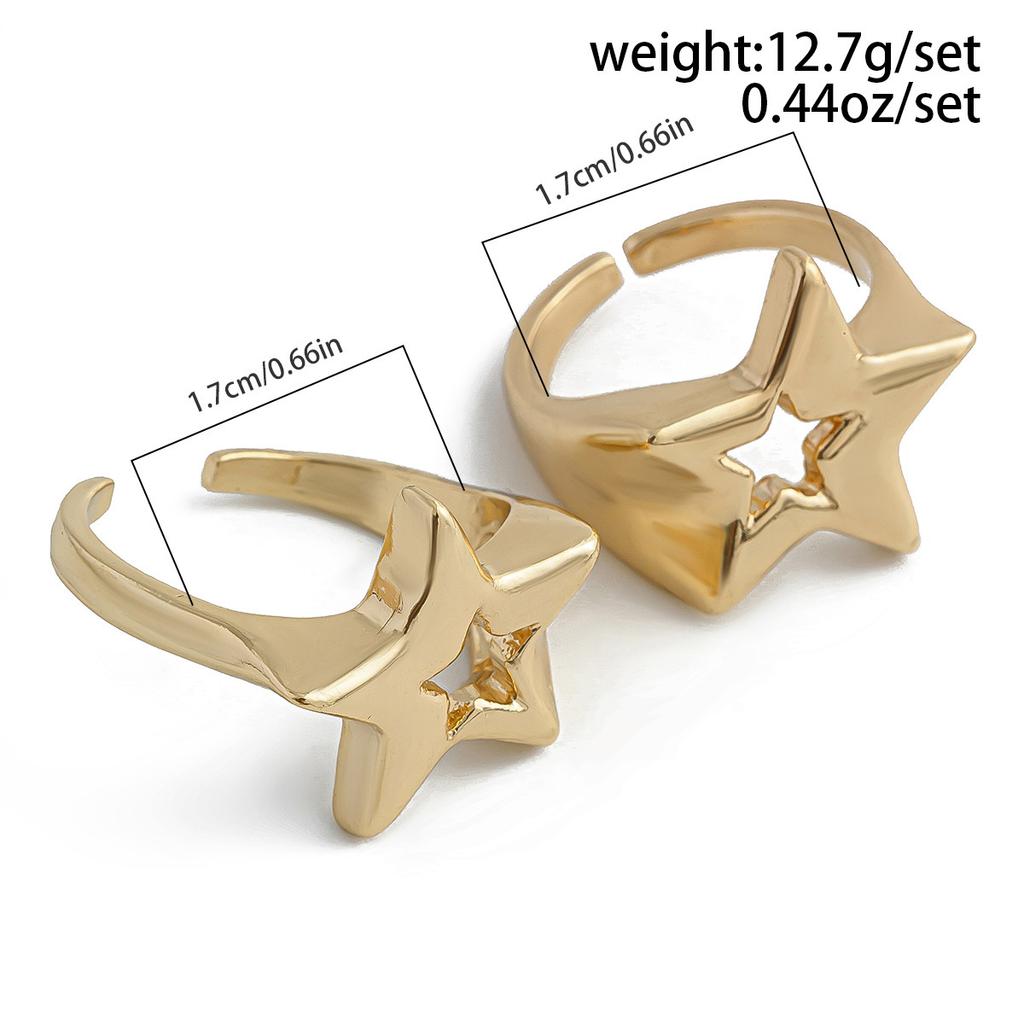 Ladies' Hip Hop 3D Star Ring, Hollow Pentagram Wide Ring, Girls' Party Personalized Jewelry Accessories