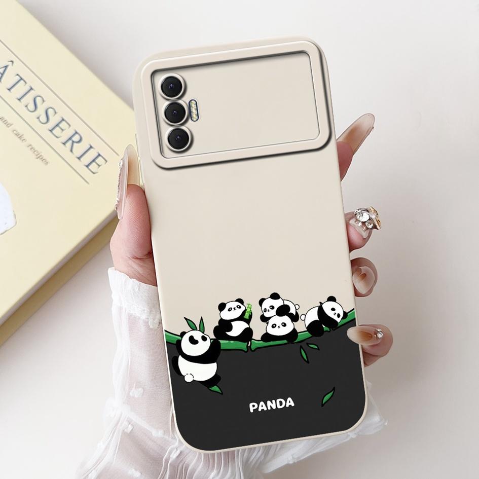 6.6" For Tecno Spark 8P 2021 Case Lovely Panda Cartoon Camera Protection Soft Matte Cover For Tecno Spark8P 8 P KG7H KG7n Bumper