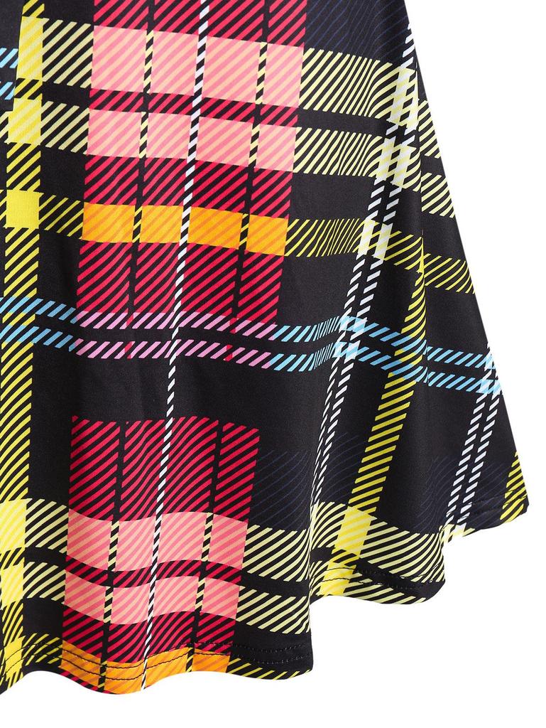 Платье-рубашка в клетку Rosegal размера плюс на полупуговицах с поясом