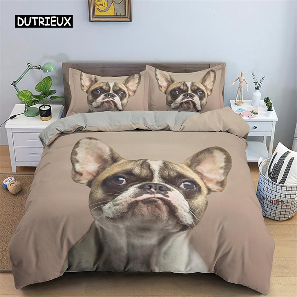 Милый комплект постельного белья для собак из микрофибры 3D Pet Puppy пододеяльник с изображением животных пододеяльник Single Queen King для детей для мальчиков и девочек в спальню