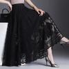 Women Vintage Sexy Hollow Lace High Waist Elegant Party Long Skirt Summer Fashion Black Pleated Fairy A Linen Maxi Skirts