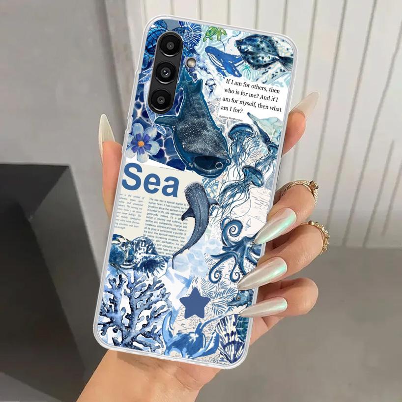 Чехол для телефона Samsung Galaxy A17 A16 A37 A26 A36 A57 A56 A15 A25 A35 A55 A14 A24 A34 A54 A13 A2 с рисунком Морская звезда Морская черепаха Акула