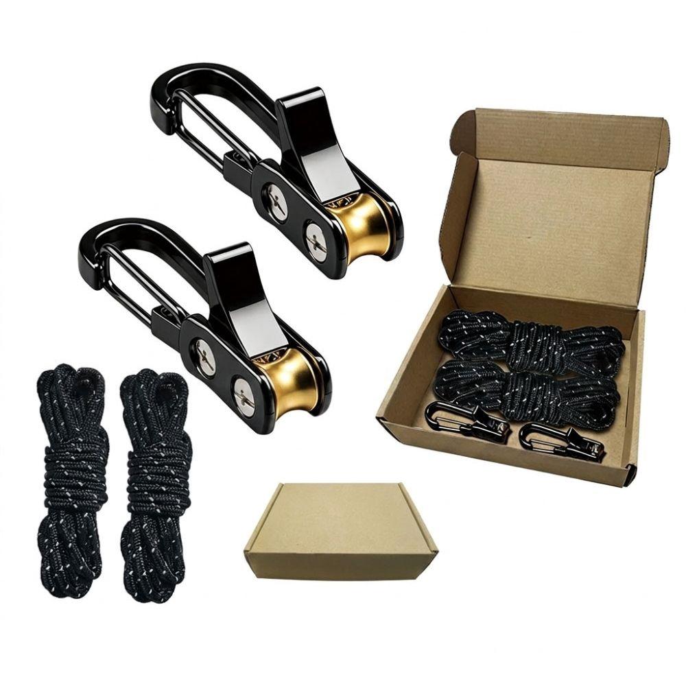 2Pcs/Set Heavy-duty Rope with Roller Tensioner Labor-saving Retractable Tie Down Rope Tent Setup