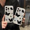 Ins полноэкранный черный бабочка подходит для iPhone17promax лазерное большое отверстие чехол для мобильного телефона Apple 16 противоударный волос