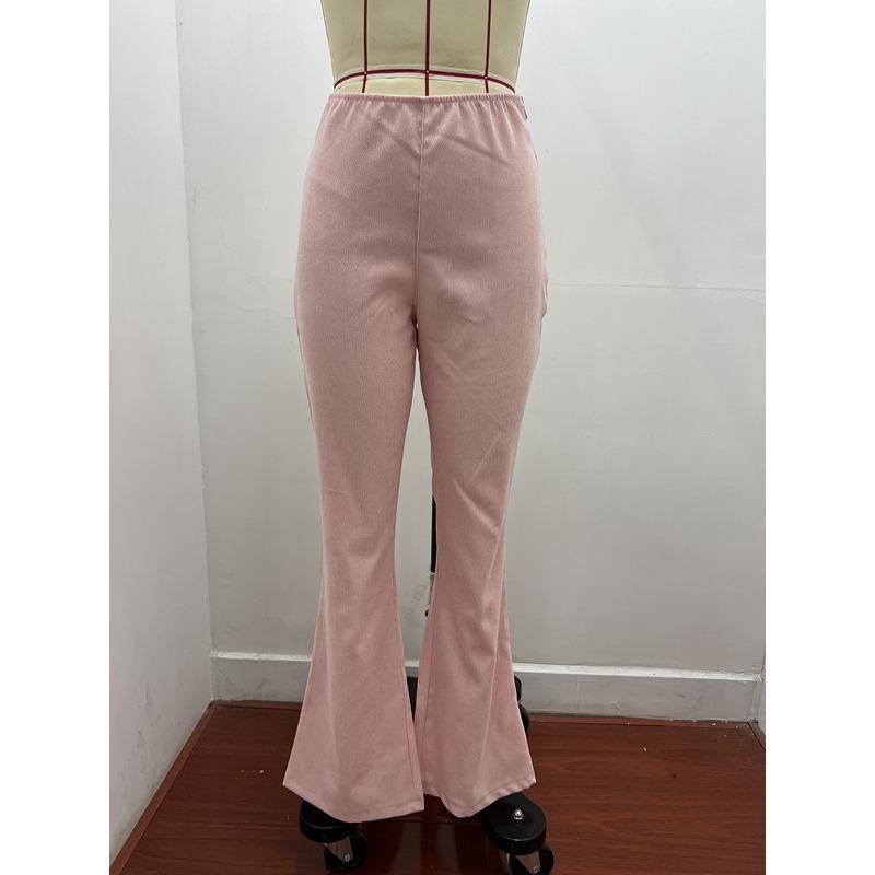 Осенне-зимние женские брюки, однотонные тонкие брюки с микро-расклешенной талией, вельветовые повседневные брюки с эластичной резинкой на талии