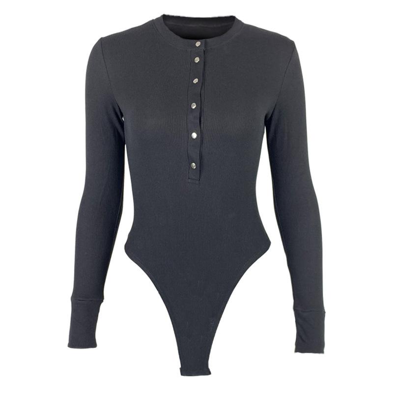 Autumn and Winter Women's Sexy Bottoming Cotton Top Ribbed Long-sleeved Jumpsuit for Women