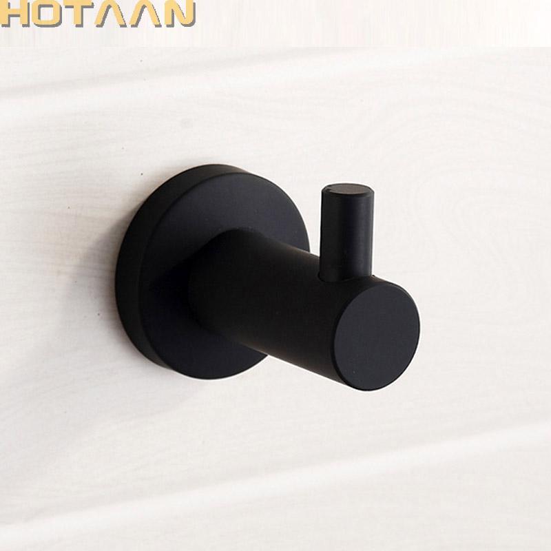 Stainless Steel Robe Black Hook Wall Mount Single Screw Towel Holder Bathroom Accessories Clothes Hook