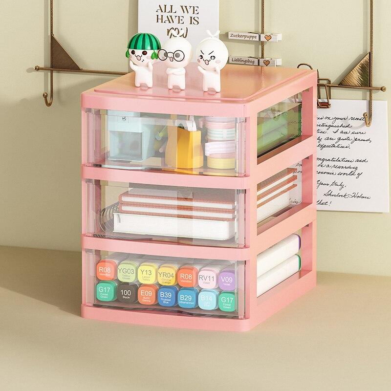 JOJAJU 1Pc Storage Box,Space-Saving Clear Drawer Organizer (2/3/4-Tier) Sort Office,Home,dormitory,Makeup, Pens, Jewelry