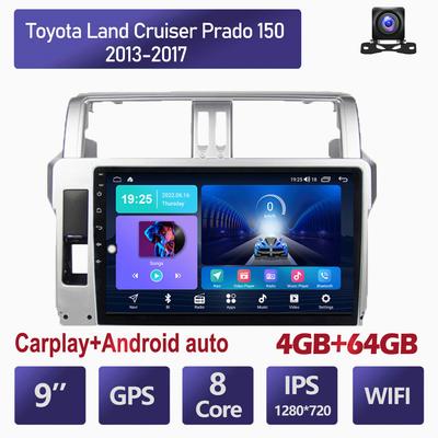 Android Carplay автомобильный радио мультимидиальный видеоплеер навигация GPS для Toyota Land Cruiser Prado 150 2013-2017 2din головное устройство 4 + 64 ГБ
