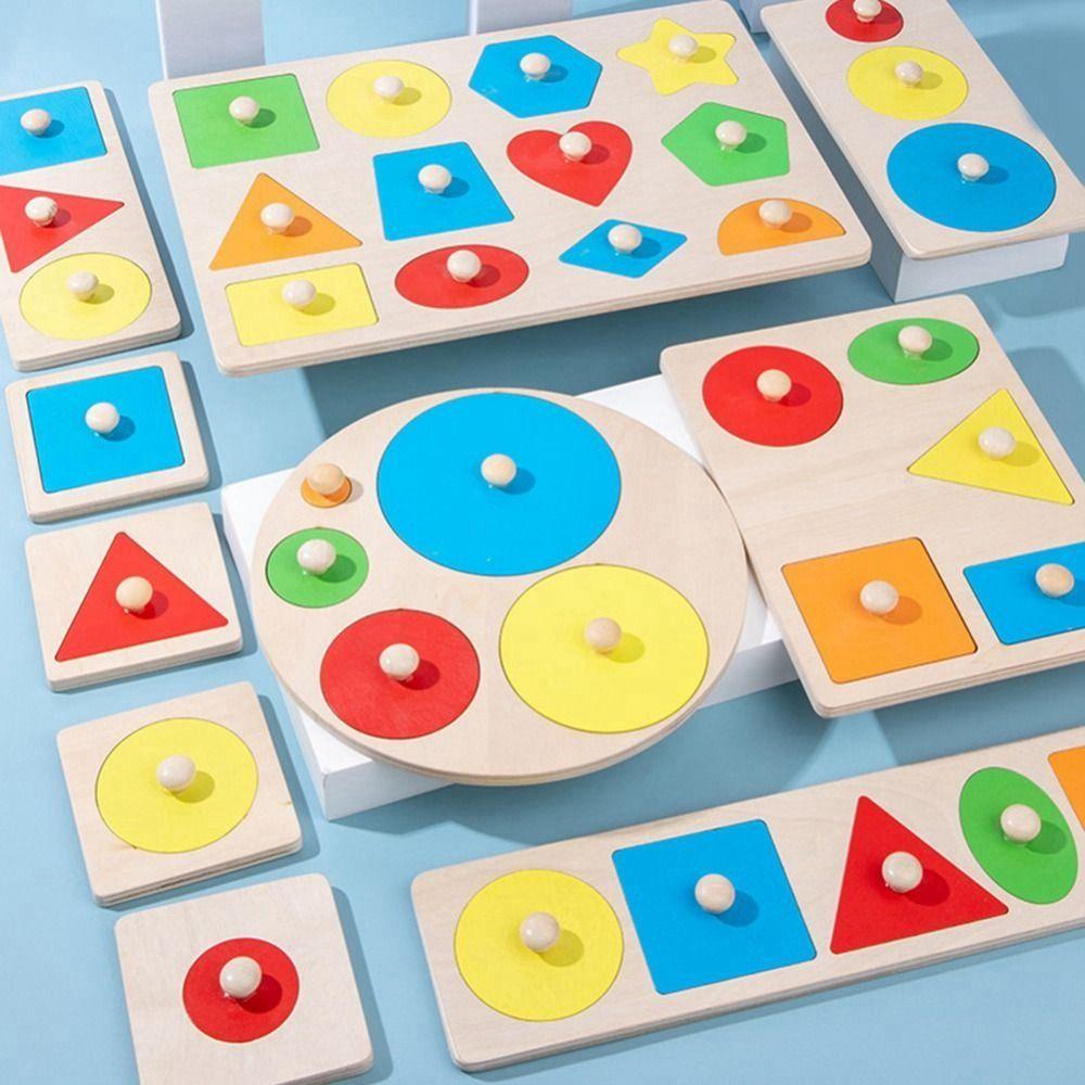 Sensorial Toy Hand Grabbing Board 3D Puzzle Activity Board 3D Geometric Board Geometric Shape Board