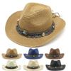 Summer Women's Men's Sun Hat Western Cowboy Gentleman Jazz Sunscreen Handmade Straw Hats