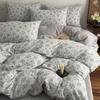 Cotton raw hemp bed four-piece set Class A maternal and infant retro floral pure cotton quilt cover, bed sheet, hat thickened dormitory three pieces 1